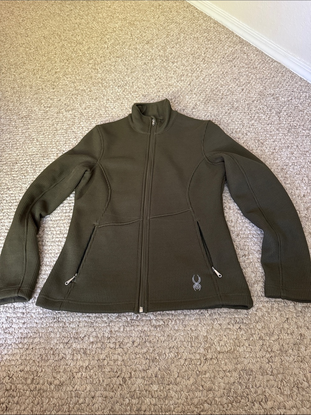 Spyder Core Sweater Green Zip Front Medium